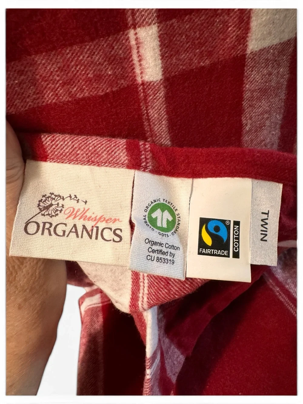 Whisper Organics Red Plaid Flannel Sheet Set Twin Organic Cotton Cozy Cabin